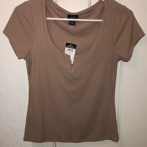Tan Ribbed CropTop
